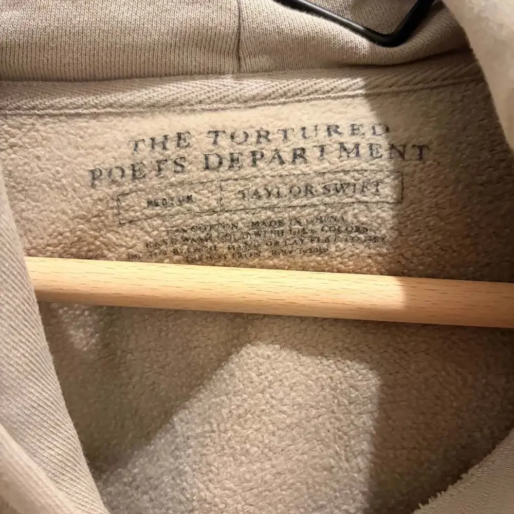 Taylor Swift The Tortured Poets Department Beige Embossed Hoodie - Picture 2 of 2